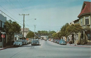 Capitola California Main Street Scene Monterey Bay Old Cars Postcard - Picture 1 of 2