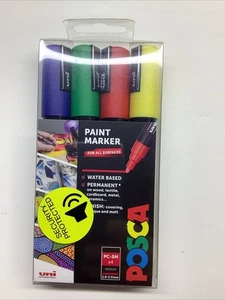 Uni Posca Paint Markers Pens Art Medium Tip Primary Colours PC-5M (Set of 4) - Picture 1 of 5