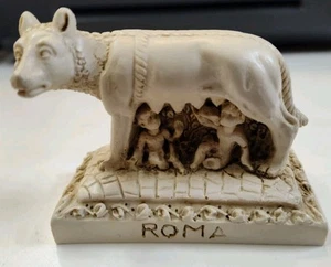 VINTAGE A. Santini Small Resin Lupa Capitoline Wolf Romulus Remus Made in Italy - Picture 1 of 6
