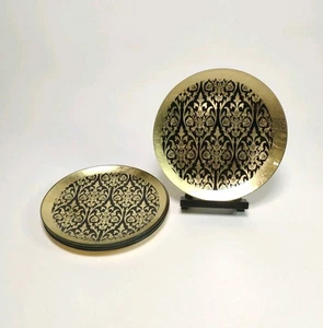 Zodax Kunst Glas Gold & Schwarz Barock Stil 8" Salatteller 4er Set   - Bild 1 von 8