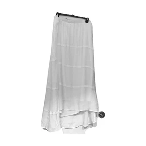 DB Dress Barn Tiered Maxi Women XL White Flowly Skirt Lined Fairy Beach Coast - Picture 1 of 7