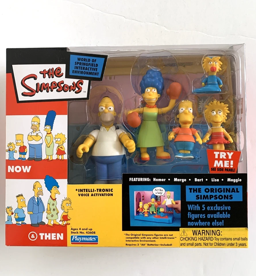 The Simpsons 5 Original Figures 2003 Now & and Then Playmates Interactive 43608