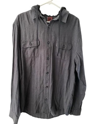 HAWK Shirt Mens XL Gray Hoodie LongSleeve Tony Hawk Outdoors Skate Flannel - Image 1 of 4