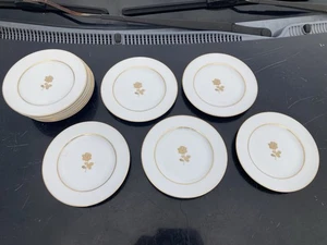 Sango Gold Rose China Porcelain Fruit 6” Bread Plates Midcentury Set 12 - Picture 1 of 3