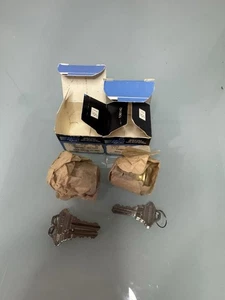 ILCO Brass Mortise Cylinder Lot Of 2 Lock And Keys Brass 7205sc1-03-KA2 USA - Picture 1 of 4