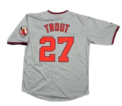 Mike Trout California Angels Cooperstown Grey Road Jersey w/ Patch Mens Large - Image 1 of 4