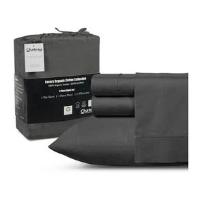 300 Fadenzahl Bio Baumwolle Bettwäsche Komplettes Laken Set Tiefe Tasche, 100% Cotto... - Bild 1 von 8