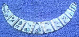 Vintage ALPACA MEXICO Enamel & Abalone Shell Inlay Choker - Picture 1 of 7