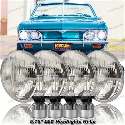 4pcs 5 3/4 5.75" Round LED Headlights Hi/Lo Beam for Chevrolet Corvair 1960-1969 Foto 1 de 4