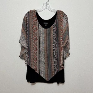 I.N. Studio Flutter Sleeve Vertical Chiffon Layered Blouse Womens Size 1X - Picture 1 of 7