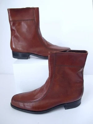 Vintage Mens Florsheim Beatles Ankle Boots 9D Cognac Brown Leather Square Toe - Image 1 of 4