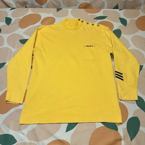 VINTAGE Ralph Lauren Yacht Club Mock Neck Shirt Men's Medium Yellow Snap RLYC - Picture 1 of 11