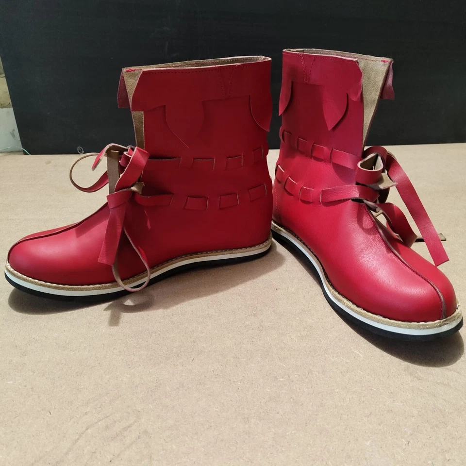 Zapatos de cuero real botas vikingas medievales renacentistas LARP botas de combate SCA Foto 1 de 4
