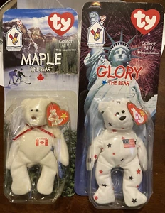 Beanie Baby TY Glory The Bear & Maple The Bear 1999 Mc Donalds RARE RETIRED NIB - Picture 1 of 3