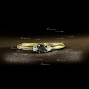 14K Gold 0.19 Ct. White And Black Lab-Created Diamond Wedding Ring Fine Jewelry - Picture 1 of 3