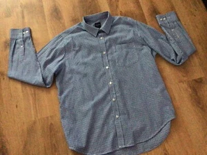 james pringle large mens shirt blue check freshly laundered pit to pit 60cms - Picture 1 of 5