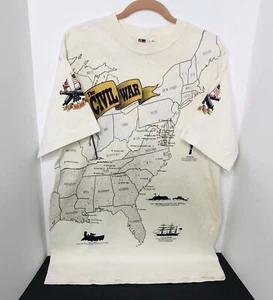 VTG Art Unlimited Civil War History Union Confederate Map T-Shirt Made In USA XL - Picture 1 of 8