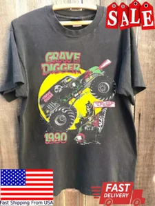 Grave Digger 1990 Vtg Retro Racing Charcoal Unisex T shirt Men Women S-5XL - Picture 1 of 5