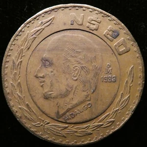 1993 Mexico 20 Nuevos Pesos Hidalgo Off Metal Strike Edge-dings KM 561 (418) - Picture 1 of 2