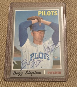 1970 TOPPS #533 BUZZ STEPHEN ROOKIE Signed RC AUTOGRAPH Seattle Pilots Card