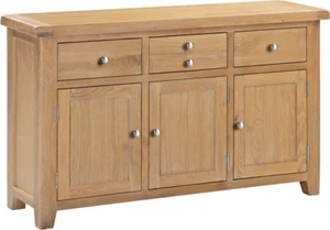 Windsor 3 Door 3 Drawer Sideboard Natural Oak with Oak Top Fully Assembled - Picture 1 of 9