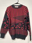 Vintage Spunky Pullover Größe 20 W rot und schwarz Langarm Acryl USA Opa