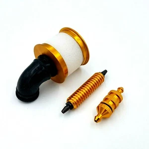 1/10 1/8 RC Nitro Kit. Luftfilter/Kraftstofffilter/Kraftstoffkühler Gold Aluminium. - Bild 1 von 1