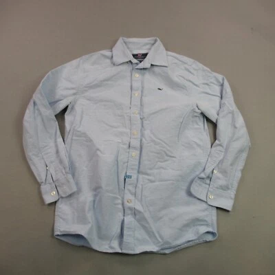Camisa Vineyard Vines Niños Grande Manga Larga Exterior Botón Delantero Azul Ballena Foto 1 de 4
