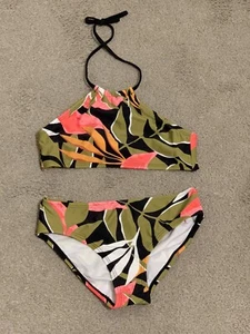 Kanu Surf Bikini 2 Piece Swimsuit Girls' Sz 8 Palm Leaves Beach Sport NWOT - Picture 1 of 8