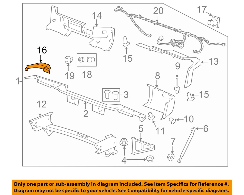 Оригинальные компоненты заднего бампера GM 07-14 Sierra 2500 HD — вставка 15822922 - Изображение 1 из 2
