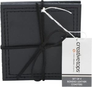 Set di 8 sottobicchieri in pelle incollati neri Creative Top. 10 x 10 cm - Foto 1 di 2