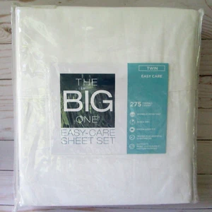 The Big One Twin White Sheet Set Easy Care Cotton Poly Blend 275 Thread Count - Picture 1 of 5
