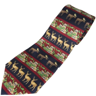 Corbata Alynn Neckwear Wild Neighbors 100 % seda 58" x 33/4" ancho ciervo alce Foto 1 de 4