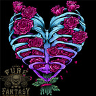 A Gothic Heart With Roses Skull Mens Cotton T-Shirt Tee Top