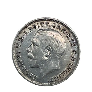 1915 GREAT BRITAIN SILVER THREE 3 PENCE KM# 813 GEORGE V - UNCIRCULATED. - Picture 1 of 8