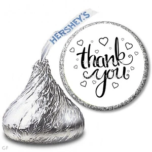 108 Thank You Candy Kiss Favors Hershey Kiss Labels Wedding Candy Wrappers - Picture 1 of 1