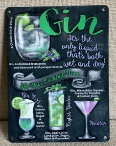 Gin - Vintage Style Metal Wall Hanging Sign - Picture 1 of 2