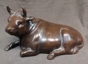 Vecchia statua mucca toro in ferro metallo vintage scultura artistica - Foto 1 di 24