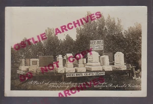 Cedar Rapids IOWA RPPC 1911 ADVERTISING Grave Markers FUNERAL Headstone KREBS - Picture 1 of 4
