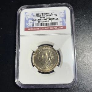 2007 P George Washington Presidential Dollar Coin NGC MS65 FIRST DAY ISSUE - Picture 1 of 2