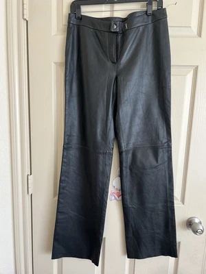 Pantalones de cuero genuino Alfani para mujer talla 6 forrados negros corte boot tiro medio Foto 1 de 4