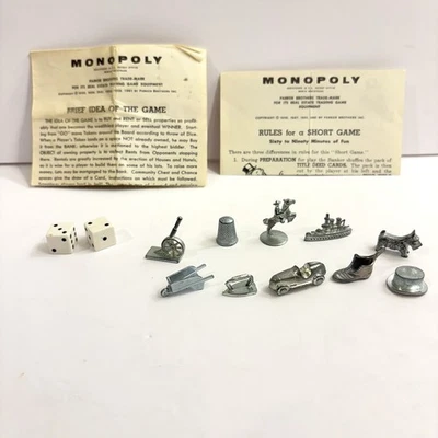 Монополия 10 металлический жетон белый кости инструкции запасные части винтажный 1961 - Изображение 1 из 4