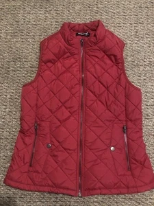 Allegra K Puffer Quilted Vest Women's Sz M Red Outdoor Pockets - Picture 1 of 2
