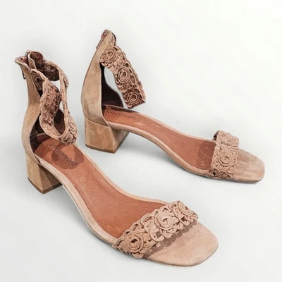 Sandalias JEFFREY CAMPBELL Tostadas Nude Gamuza Correa en el Tobillo Punta Abierta Tacón Bloque 10M Foto 1 de 4