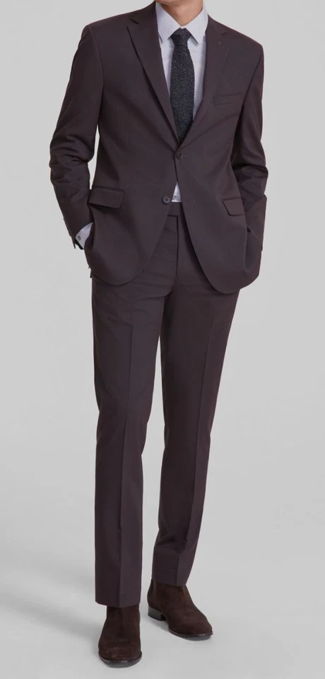 DKNY Hombre Rojo Cuadros Anidados Ajuste Moderno Chaqueta Pantalones 2 Piezas Traje Talla 36R 29W Foto 1 de 1