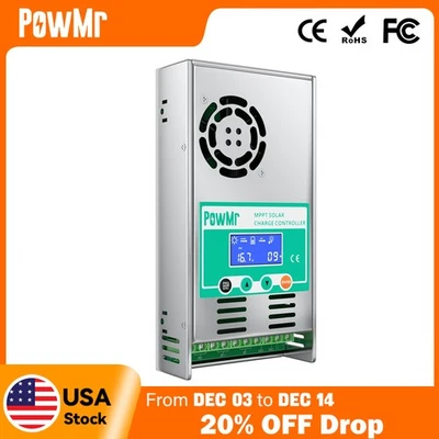 PowMr 60A MPPT Solar Panel Battery Charge Controller 12V/24/36/48V LCD Regulator - Image 1 of 4