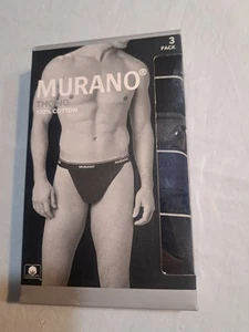 Murano Mens Thong 3 Pack Size Small 28" x 30" Blue Black Gray Underwear - Bild 1 von 12