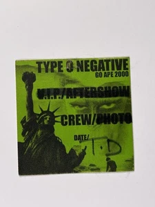 Type O Negative Crew Pass Original Unused Go Ape Tour 2000 - Picture 1 of 12