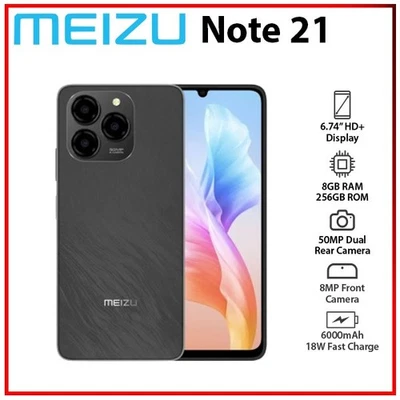 (New) MEIZU Note 21 8GB+256GB BLACK Dual SIM Unlocked Android Mobile Phone - Bild 1 von 4
