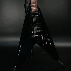 Gibson Flying V 2017 Uncovered Dirty Fingers Ebony MOD Used Electric Guitar - Picture 1 of 10